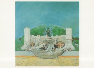 Graham Sutherland Shaped Form With Blu Sky Painting Postcard