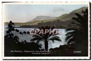 Old Postcard Menton Crepuscule View from the Italian Border