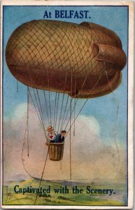1910s Mint Belfast Ireland Early Aviation Zeppelin Flight Color Picture Postcard