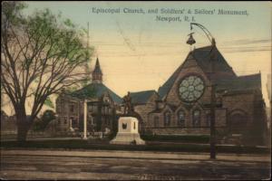 Newport RI Church & Sailors Monument c1910 Postcard