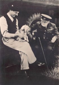 WINSTON CHURCHILL & MARECHAL MONTGOMERY DOG WW2 MILITARY POSTCARD (c. 1940s)