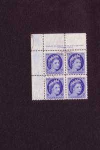 Canada Corner Block of Four Used Stamps, Elizabeth II 5 Cents Blue Scott #341...