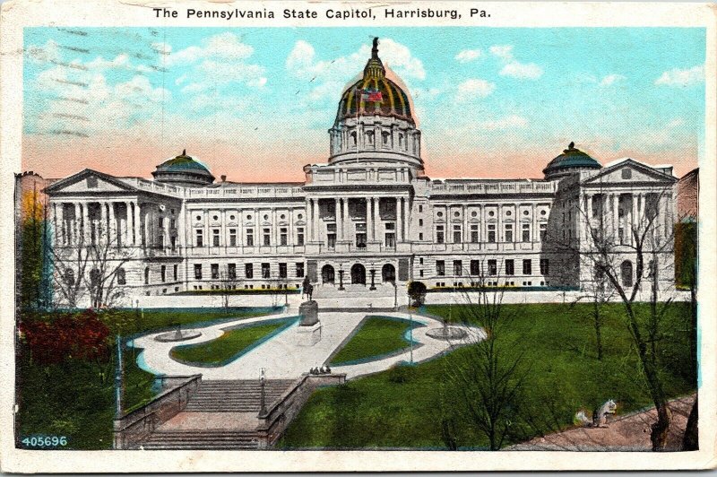 Pennsylvania State Capitol Harrisburg PA Pennsylvania WB Postcard PM Cancel WOB 