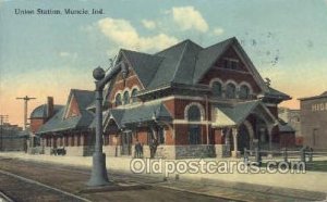 Union Station, Muncie, IN USA Train Railroad Station Depot 1915 light wear, l...