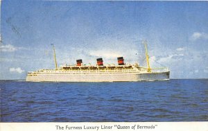 QUEEN OF BERMUDA Furness Luxury Ocean Liner Steamship 1950s Postcard