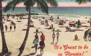 Vintage Postcard 1963 It's Great To Be In Florida Beach Bathing Summer Vacation