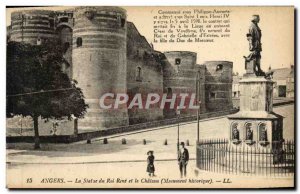 Old Postcard Angers The Statue of King Rene and Chateau