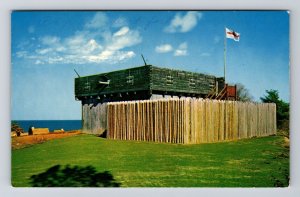 Plymouth MA - Massachusetts, Pilgrim's First Fort & Meeting House, Postcard 