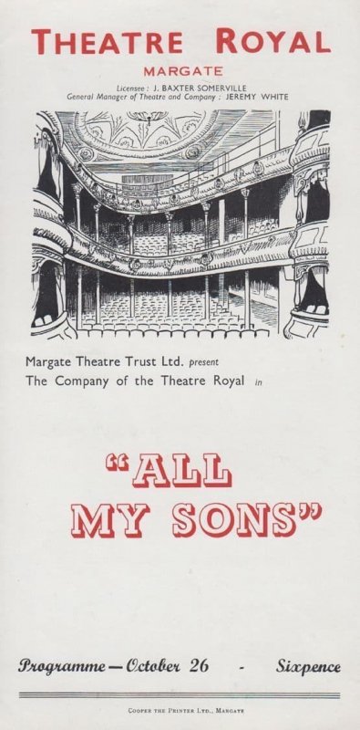 All My Sons Arthur Miller Rare Theatre Royal Margate Kent Programme