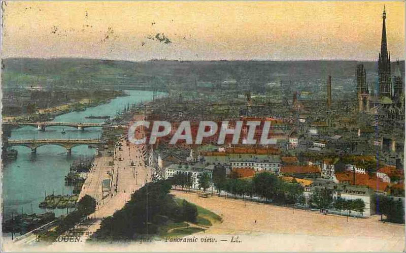 Old Postcard Rouen Panoramic View