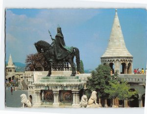 Postcard Fishermen's Bastion & St. Stephan Statue Budapest Hungary