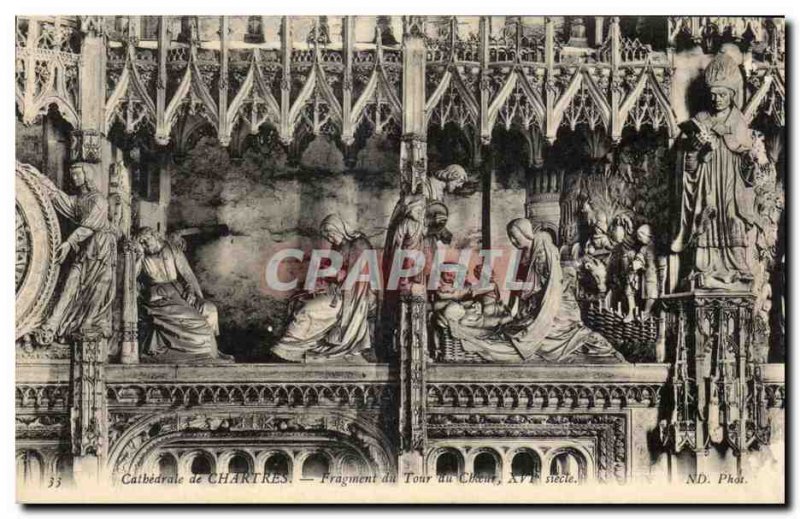 Old Postcard 'Cathedral of Chartres Choir Tour Fragment