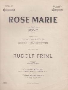 Rose Marie Song Rudolf Friml 1950s Sheet Music