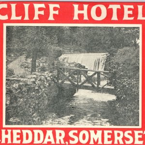 c1930s Cheddar, Somerset, England Luggage Label Cliff Hotel Picture Decal 2C