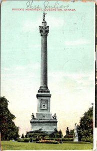 VINTAGE POSTCARD BROCK'S MONUMENT AT QUEENSTON ONTARIO CANADA 1911 (some ships)