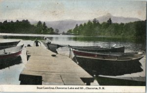 CHOCORUA NEW HAMPSHIRE BOAT LANDING 1912 CHOCORUA LAKE ROW BOAT SCENE C1