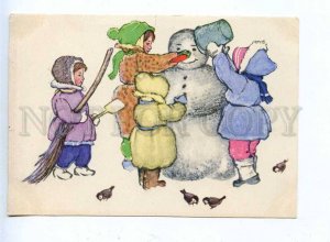 200934 RUSSIA first snow snowman by Dudnikov old postcard