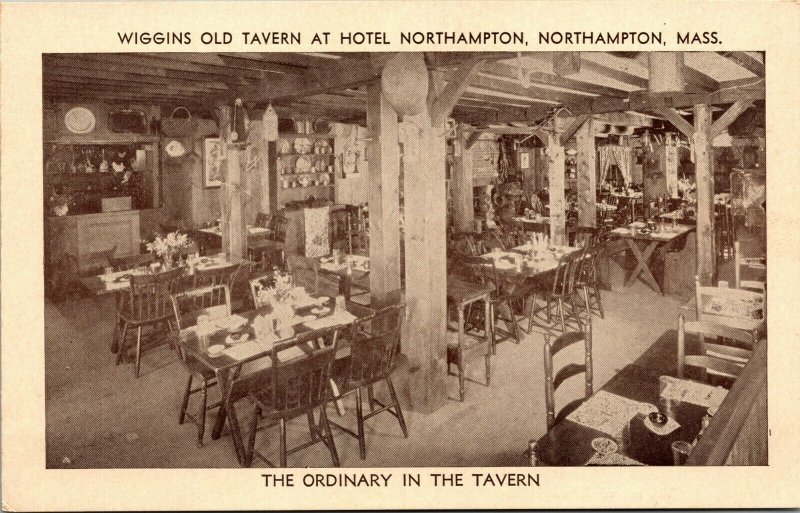 Vtg Wiggins Old Tavern Restaurant Hotel Northampton Massachusetts MA Postcard