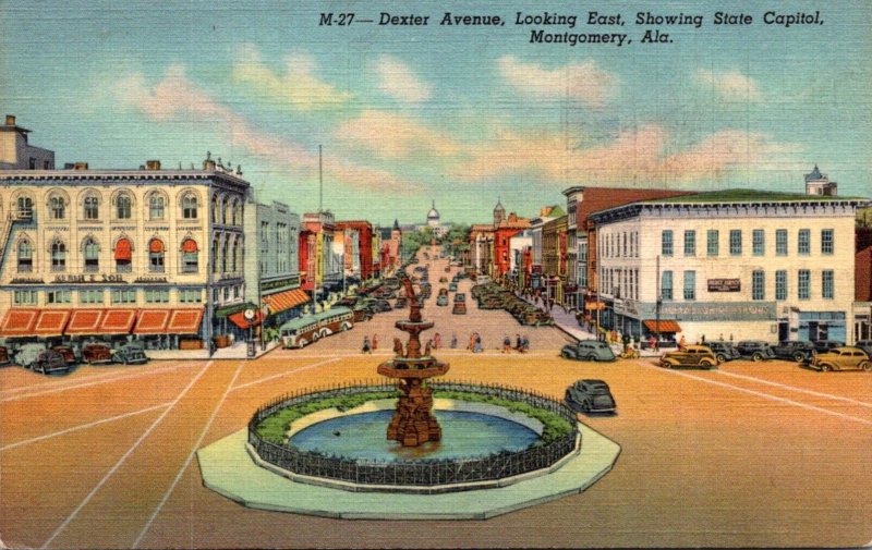 Alabama Montgomery Dexter Avenue Looking East Showing State Capitol Curteich