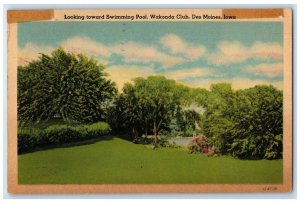 c1950 Scenic View Looking Swimming Pool Wakonda Club Des Moines Iowa IA Postcard