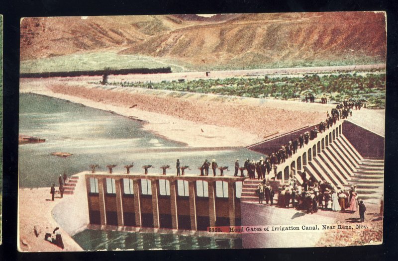 Reno, Nevada/NV Postcard, Head Gates Of Irrigation Canal, 1911!