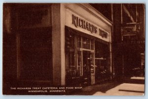 Minneapolis Minnesota Postcard Richards Treat Cafeteria Food Shop c1940 Artvue