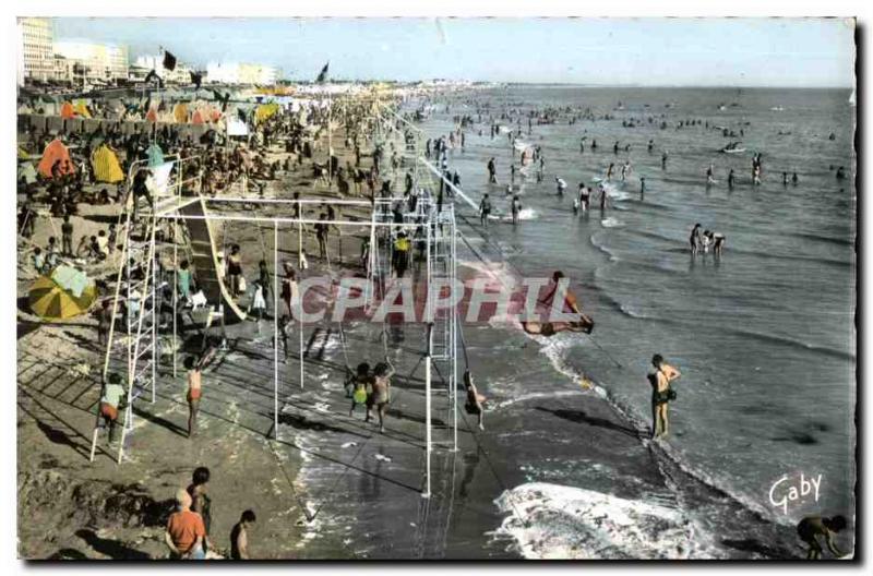 Old Postcard Saint Jean de Monts (Vendee) the beach and games