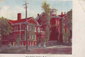 Fulton New York High School early view Oswego County NY postcard