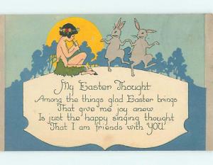 Divided-Back easter BUNNY RABBITS DANCE TO FOREST NYMPH MUSIC r3146