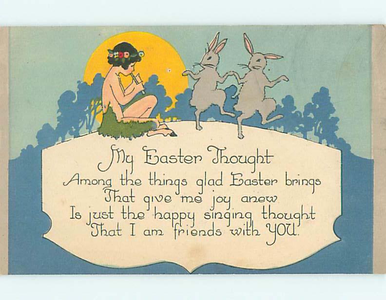 Divided-Back easter BUNNY RABBITS DANCE TO FOREST NYMPH MUSIC r3146