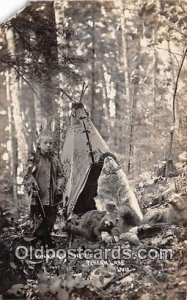 Real Photo - Wildwood' Chieftain Pelican Lake, Wis, USA 1908 Missing Stamp mi...