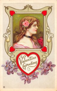 J20/ Valentine's Day Love Holiday Postcard c1910 Art Beautiful Woman 68