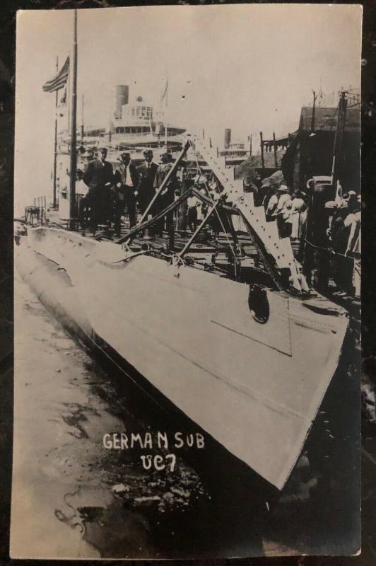 Mint Germany RPPC Real Picture Postcard On Top The Submarine U C7 Boat WWI C