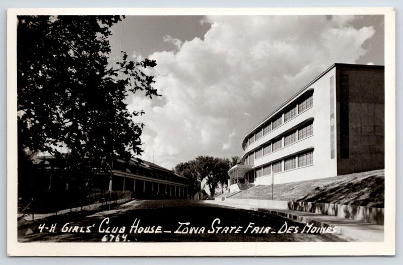 Des Moines Iowa~4-H Club House on Midway~State Fairgrounds RPPC 1950s Postcard 