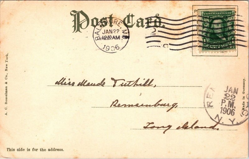 Capitol Washington DC Antique Postcard PM Baltimore MD Cancel WOB UDB Note 