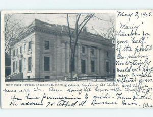 Pre-1907 POST OFFICE Lawrence Massachusetts MA A3576