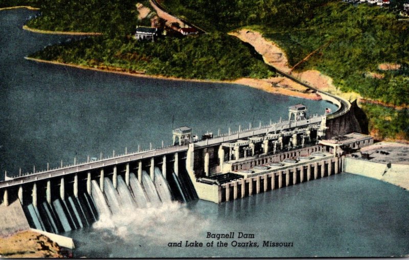 Missouri Bagnell Dam and Lake Of The Ozarks 1956 Curteich