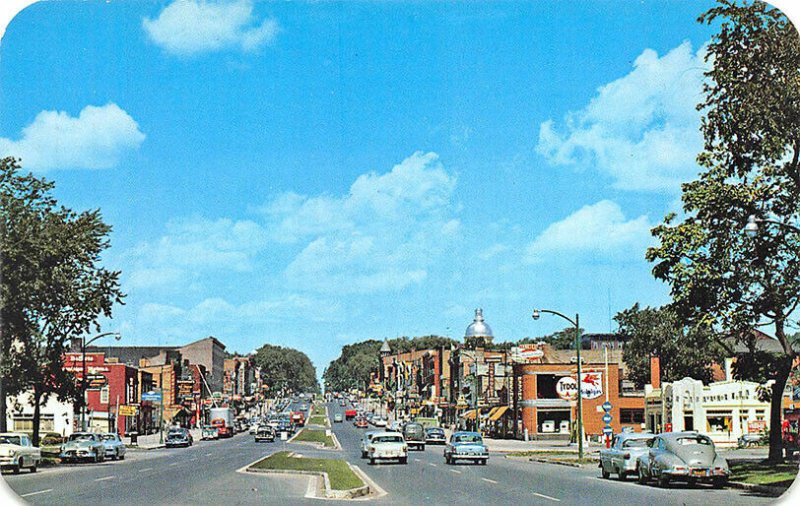 Canandaigua NY Business Section Gas Stations Old Cars Postcard