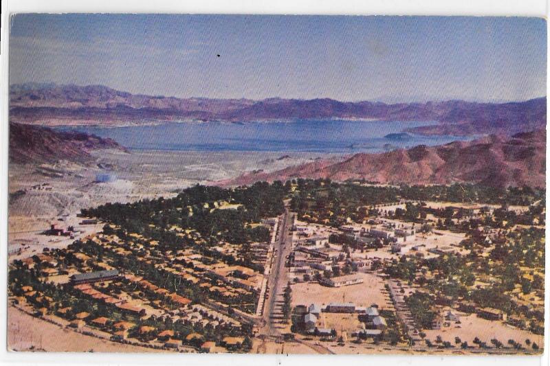 Aerial View of Boulder City Lake Mead Bird’s Eye View Chrome Vintage Postcard