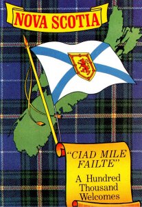 Canada Nova Scotia Greetings With Map and Flag