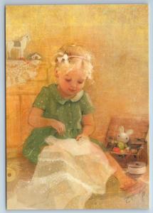 LITTLE GIRL Seamstress DIY Sewing Sew Toys New Unposted Postcard
