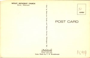 Dover DE Wesley Methodist Church Postcard unused (16419)