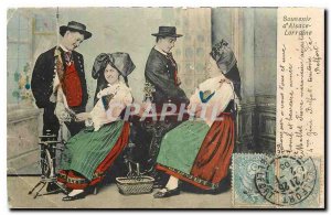 Old Postcard Souvenir d'Alsace Lorraine Folklore