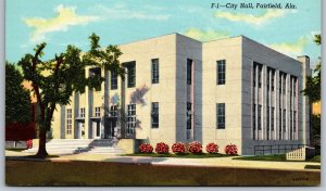 Vtg Fairfiled Alabama AL City Hall 1940s View Postcard