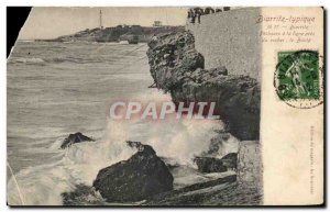 Old Postcard Biarritz Pecheurs has the near line of rock The Basta
