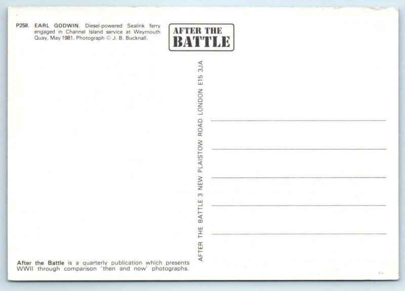 SEALINK FERRY ~ Weymouth Quay Ship EARL GODWIN 1981 -  4x6  UK Postcard