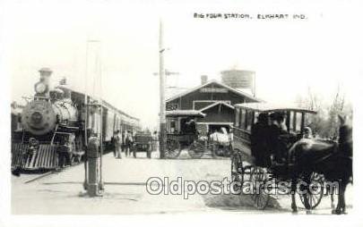 Big Four Station, Elkhart, IN, USA Kodak Real Photo Paper Train Railroad Stat...