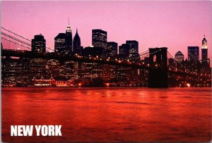New York City Lower Manhattan and Brooklyn Bridge