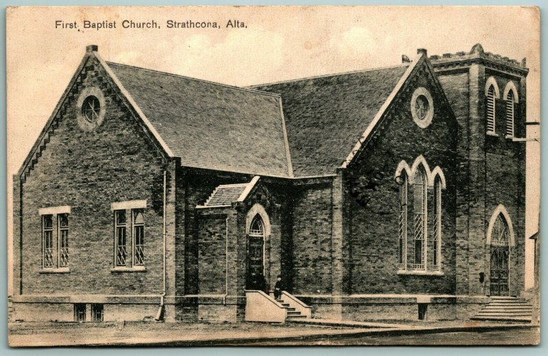 First Baptist Church Strathcona Alberta Canada 1910 DB Postcard J10