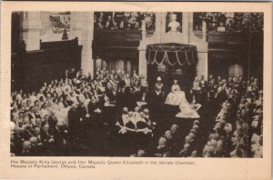 Royalty King George and Queen Elizabeth in Senate Chamber Postcard Z9